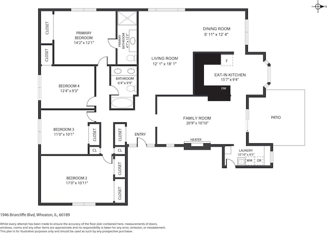 1946 Briarcliffe Blvd, Wheaton, IL 60189 - view of floor plan / room layout