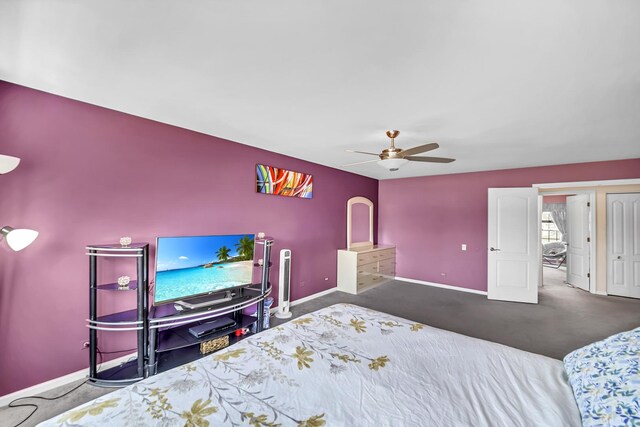 514 Cherbourg Dr, Buffalo Grove, IL 60089 - carpeted bedroom featuring baseboards and ceiling fan