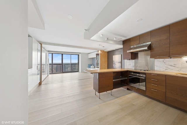 10 E Ontario St Unit 4805, Chicago, IL 60611 - kitchen with appliances with stainless steel finishes, under cabinet range hood, open floor plan, a peninsula, and decorative backsplash