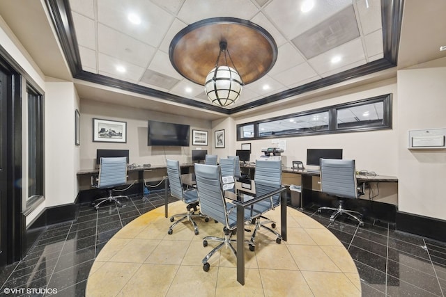 10 E Ontario St Unit 4805, Chicago, IL 60611 - dining area with a tray ceiling and baseboards