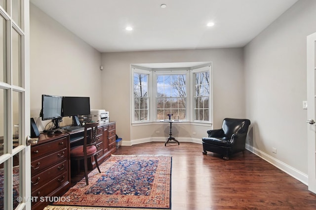 4824 Darlene Ct E, Long Grove, IL 60047 - office area with dark wood finished floors, baseboards, and recessed lighting