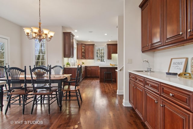 4824 Darlene Ct E, Long Grove, IL 60047 - dining space with dark wood-style floors, a chandelier, and recessed lighting
