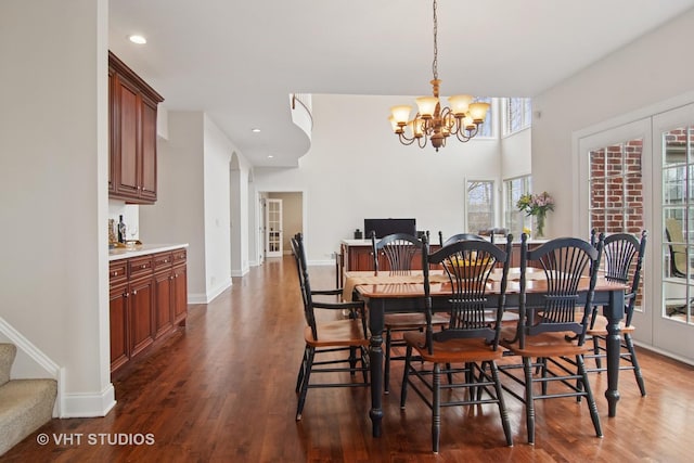 4824 Darlene Ct E, Long Grove, IL 60047 - dining space featuring dark wood-style floors, a chandelier, and recessed lighting