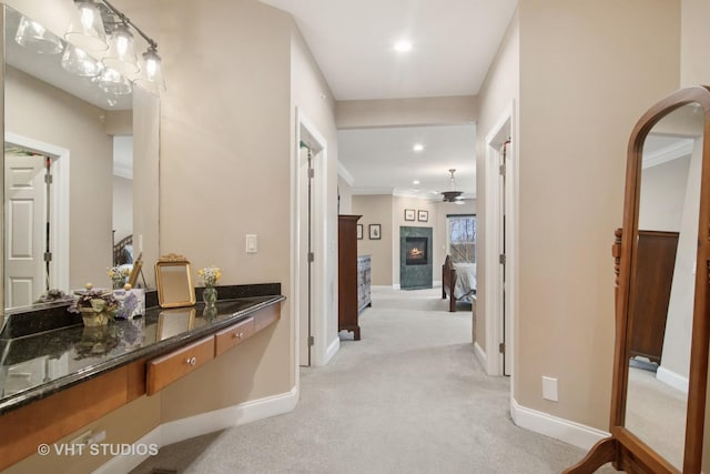 4824 Darlene Ct E, Long Grove, IL 60047 - corridor featuring light carpet, arched walkways, recessed lighting, baseboards, and crown molding