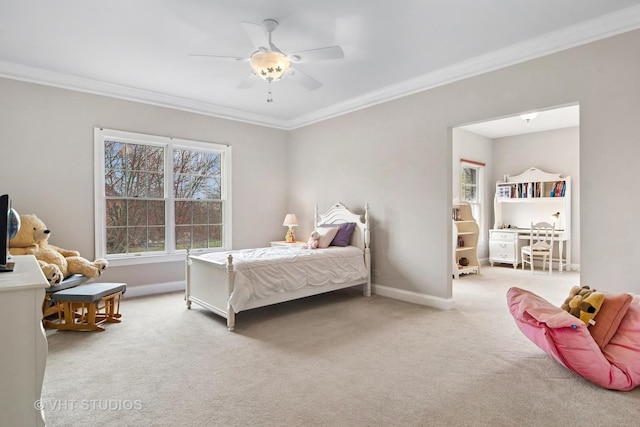 4824 Darlene Ct E, Long Grove, IL 60047 - bedroom with carpet, ornamental molding, baseboards, and a ceiling fan