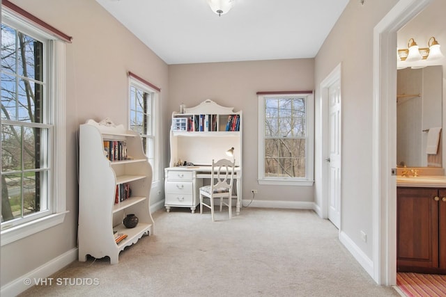 4824 Darlene Ct E, Long Grove, IL 60047 - office featuring light colored carpet, plenty of natural light, a sink, and baseboards