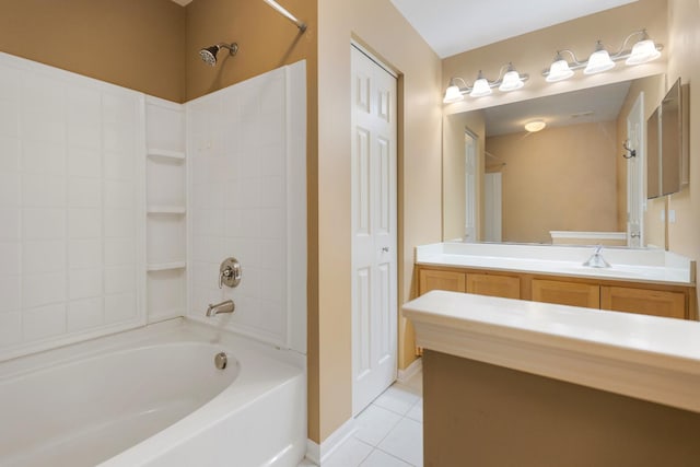 453 Lancaster Dr, Pingree Grove, IL 60140 - full bathroom with shower / bathtub combination, vanity, tile patterned floors, and baseboards