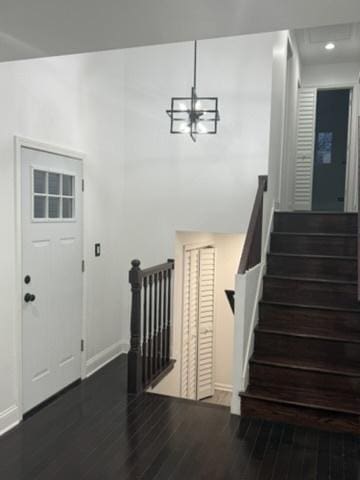 6903 S Ada St, Chicago, IL 60636 - foyer with baseboards, wood finished floors, a chandelier, and recessed lighting