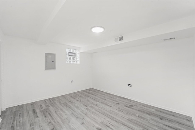 6903 S Ada St, Chicago, IL 60636 - spare room featuring light wood-type flooring, electric panel, and baseboards