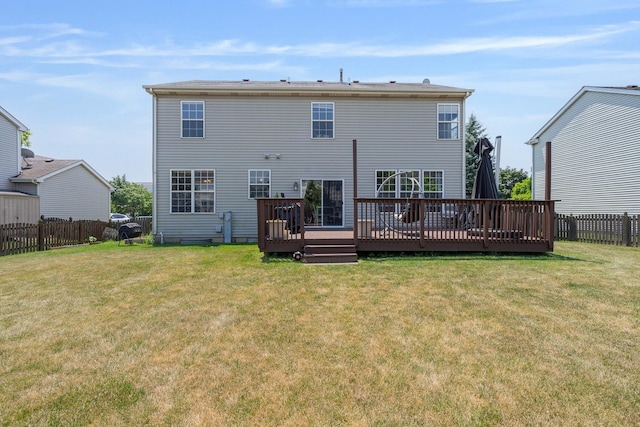 1453 Waterside Dr, Bolingbrook, IL 60490 - rear view of property with a fenced backyard and a wooden deck