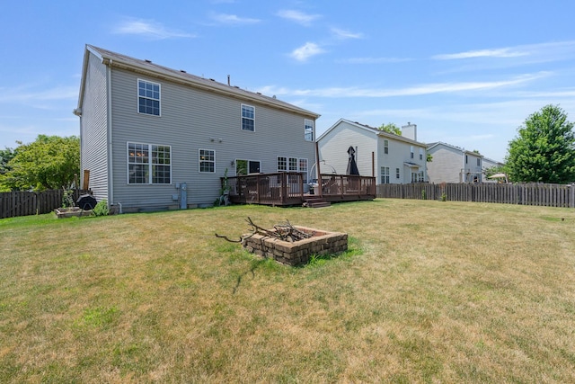 1453 Waterside Dr, Bolingbrook, IL 60490 - rear view of property featuring a fire pit and a deck