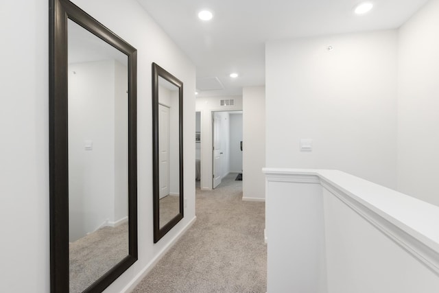 2011 Sequoia Ave, Mundelein, IL 60060 - hall with light carpet, recessed lighting, an upstairs landing, and baseboards