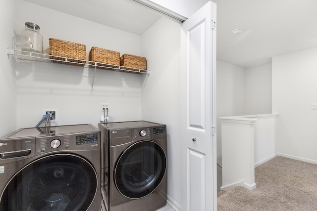 2011 Sequoia Ave, Mundelein, IL 60060 - washroom with washer and clothes dryer, carpet floors, and baseboards