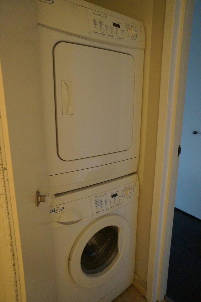 474 N Lake Shore Dr Unit 2101, Chicago, IL 60611 - washroom featuring stacked washer / dryer