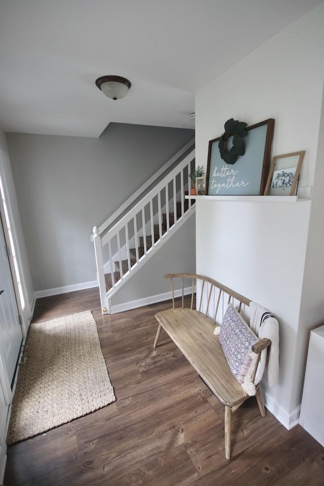 7003 94th Ave, Kenosha, WI 53142 - stairway with wood finished floors, baseboards, and lofted ceiling