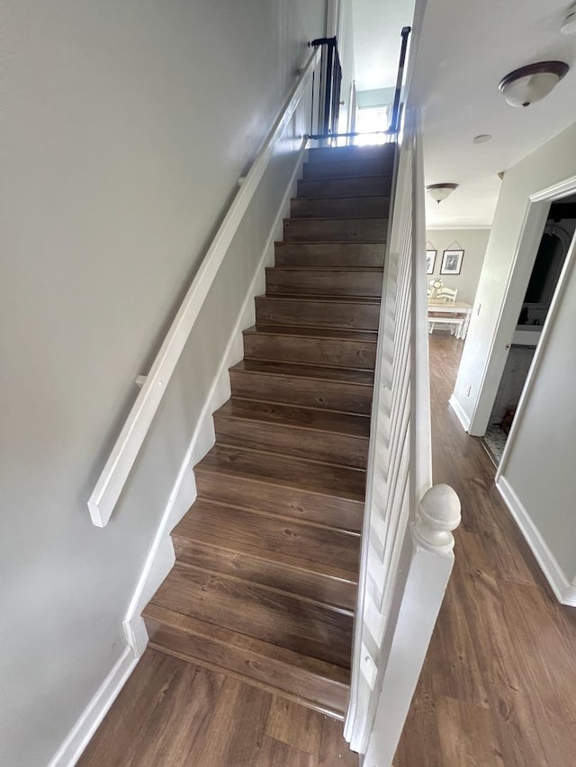 7003 94th Ave, Kenosha, WI 53142 - stairway with wood finished floors and baseboards