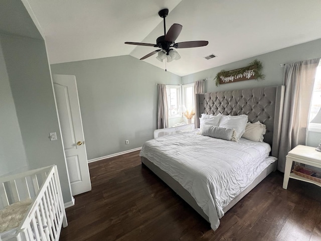 7003 94th Ave, Kenosha, WI 53142 - bedroom with vaulted ceiling, wood finished floors, baseboards, and ceiling fan