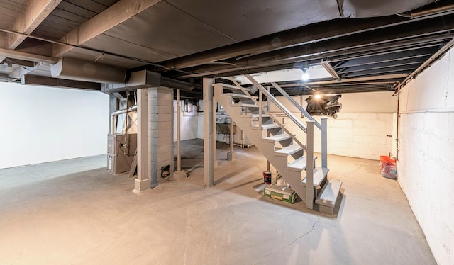 14746 Princeton Ave, Dolton, IL 60419 - unfinished basement featuring stairway and heating unit