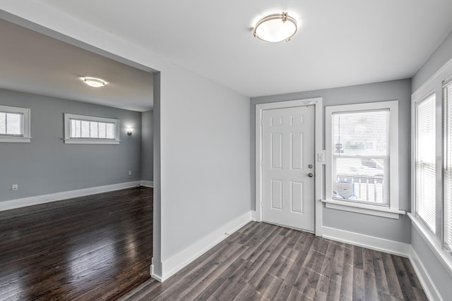 14446 Martin Luther King Jr Dr, Dolton, IL 60419 - foyer entrance featuring dark wood finished floors, baseboards, and healthy amount of natural light