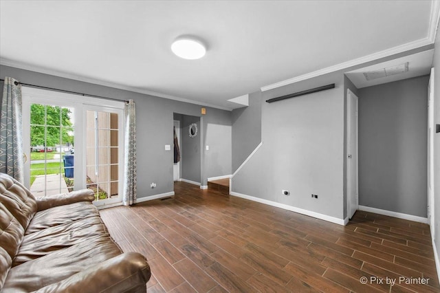 405 S Belmont Ave, Elgin, IL 60123 - living area with ornamental molding, baseboards, and wood finished floors
