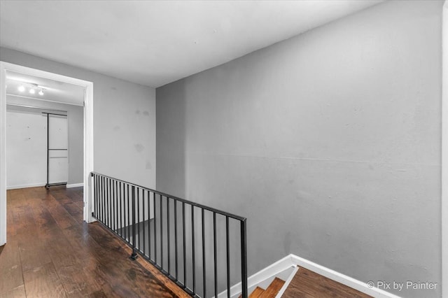 405 S Belmont Ave, Elgin, IL 60123 - hallway featuring an upstairs landing, hardwood / wood-style floors, and baseboards