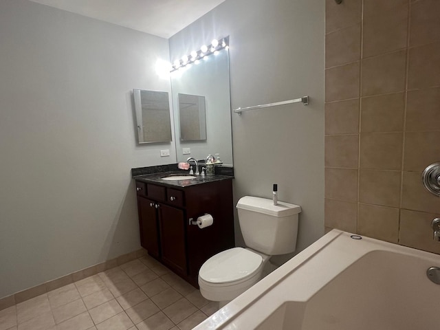 1001 W 15th St Unit 342, Chicago, IL 60608 - full bathroom with tile patterned flooring, vanity, toilet, baseboards, and bathing tub / shower combination
