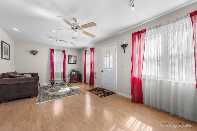 3324 N Ottawa Ave, Chicago, IL 60634 - foyer featuring track lighting, a ceiling fan, and wood finished floors