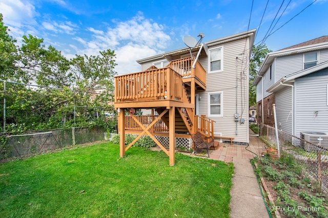 3324 N Ottawa Ave, Chicago, IL 60634 - rear view of property featuring a fenced backyard, a deck, stairs, and a patio