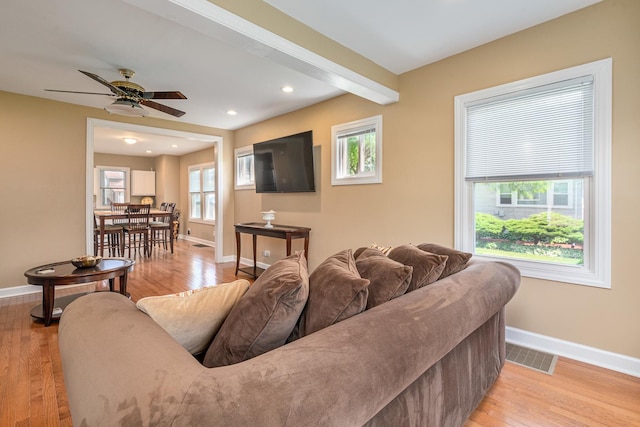 1627 S 14th Ave, Maywood, IL 60153 - living area with light wood-style flooring, a ceiling fan, and recessed lighting