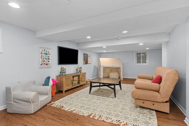 1101 Oak St, Winnetka, IL 60093 - living area featuring wood finished floors, baseboards, and recessed lighting