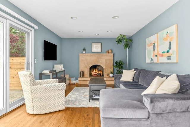 1101 Oak St, Winnetka, IL 60093 - living area featuring wood finished floors, a fireplace, and recessed lighting