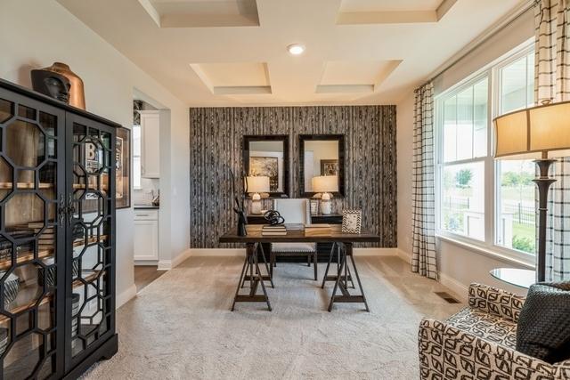 213 Rhinebeck Way, Algonquin, IL 60102 - office area with baseboards, an accent wall, and carpet flooring