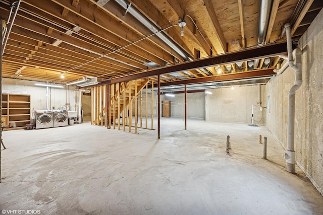 1040 E Buckingham Dr, Naperville, IL 60563 - unfinished basement with washer and clothes dryer and stairs