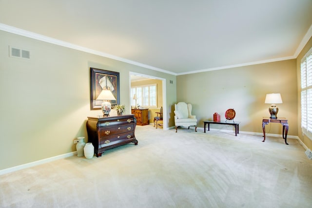 1056 Whirlaway Ave, Naperville, IL 60540 - sitting room featuring ornamental molding, baseboards, and carpet flooring