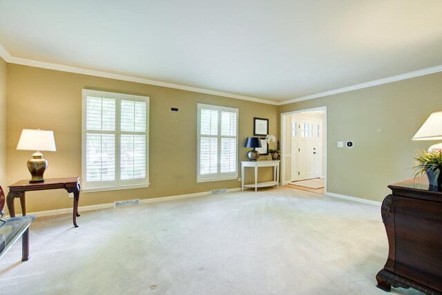 1056 Whirlaway Ave, Naperville, IL 60540 - sitting room featuring ornamental molding, baseboards, and light colored carpet