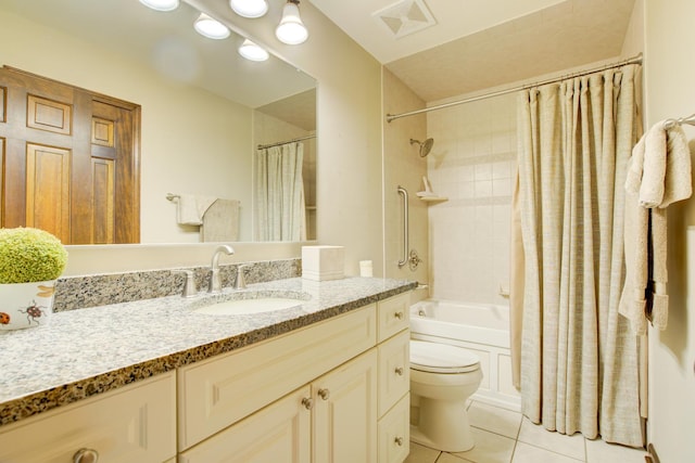 1056 Whirlaway Ave, Naperville, IL 60540 - bathroom with tile patterned floors, vanity, toilet, and shower / bath combination with curtain