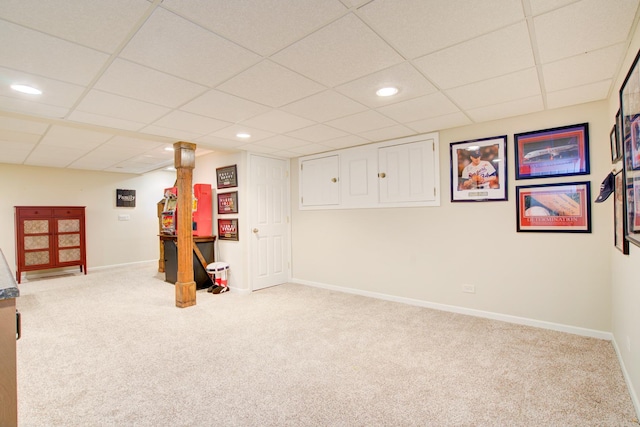 1056 Whirlaway Ave, Naperville, IL 60540 - finished below grade area with carpet, a drop ceiling, baseboards, and recessed lighting