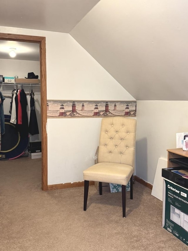 130 First St, Cary, IL 60013 - sitting room with carpet flooring and vaulted ceiling