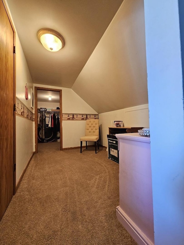 130 First St, Cary, IL 60013 - hall featuring carpet floors and vaulted ceiling