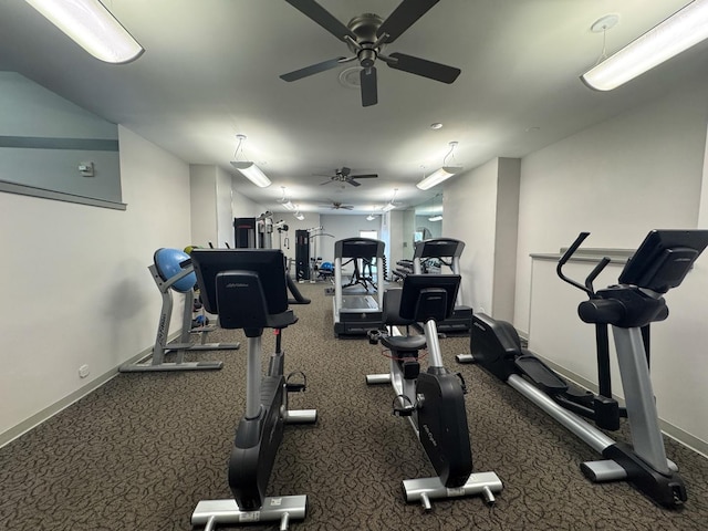 6301 N Sheridan Rd Unit 14E, Chicago, IL 60660 - gym with ceiling fan, carpet floors, and baseboards