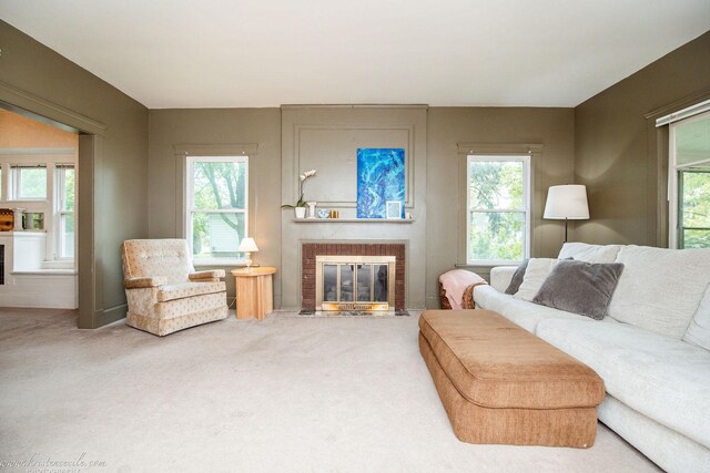 456 S Indiana Ave, Kankakee, IL 60901 - carpeted living area featuring a fireplace and plenty of natural light