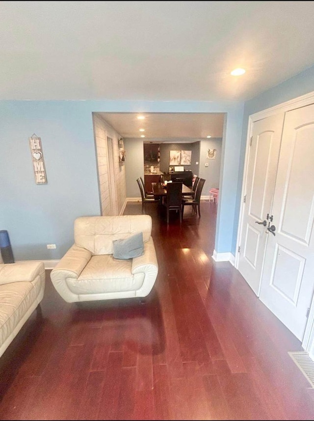3628 N Nordica Ave, Chicago, IL 60634 - living room featuring wood finished floors, baseboards, and recessed lighting