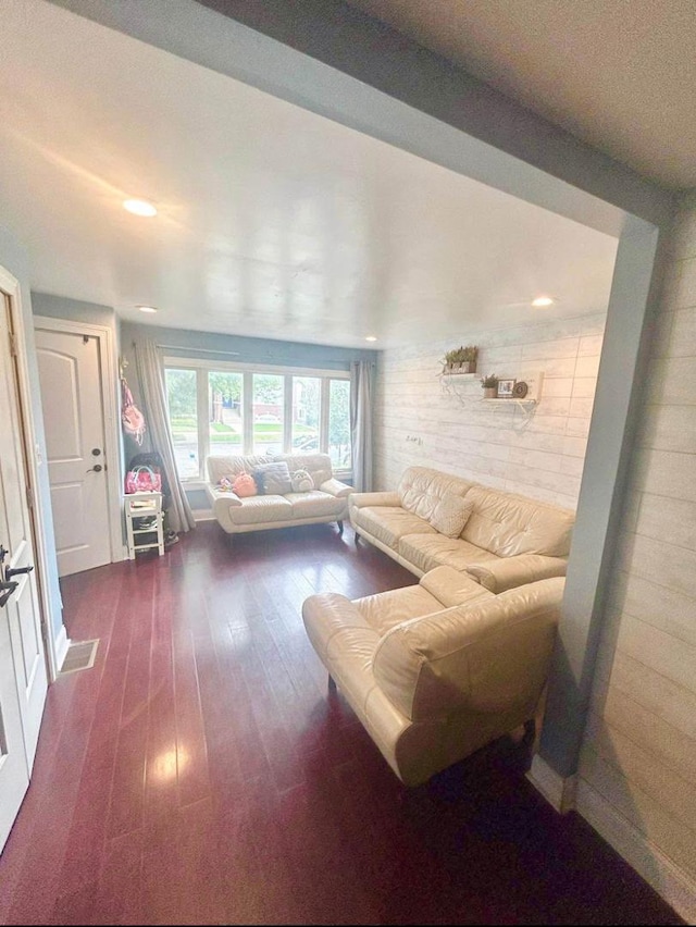 3628 N Nordica Ave, Chicago, IL 60634 - living room featuring dark wood-style floors and recessed lighting