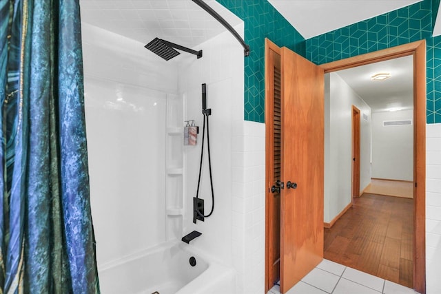 1651 Phillips Woods Ln, Urbana, IL 61802 - full bathroom with shower / tub combo with curtain and tile patterned floors