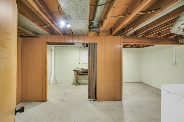 1651 Phillips Woods Ln, Urbana, IL 61802 - unfinished below grade area with washer / dryer and concrete block wall