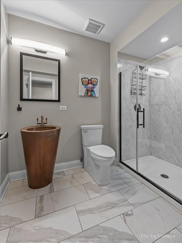 42W911 Jens Jensen Ln, Saint Charles, IL 60175 - bathroom featuring marble finish flooring, baseboards, and recessed lighting