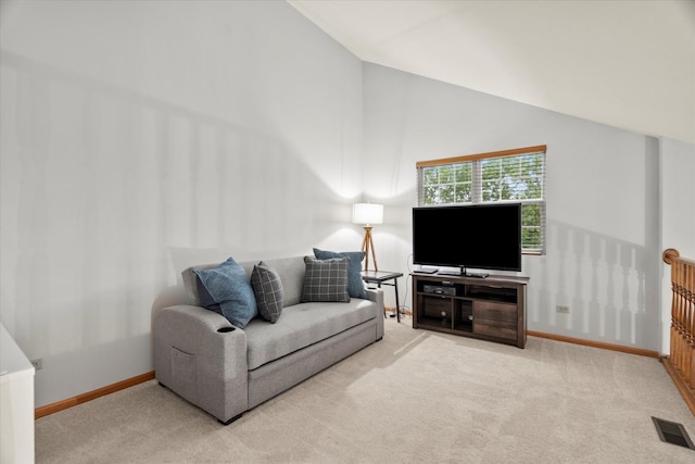 1412 Root St, Crest Hill, IL 60403 - carpeted living room with lofted ceiling and baseboards