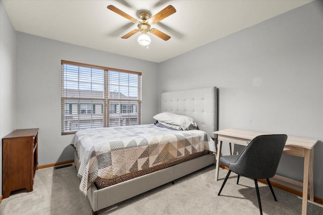 1412 Root St, Crest Hill, IL 60403 - bedroom with light colored carpet, baseboards, and a ceiling fan