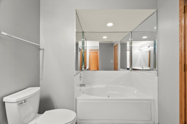 1412 Root St, Crest Hill, IL 60403 - bathroom featuring toilet, recessed lighting, and a garden tub