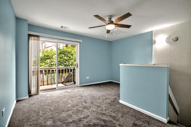 126 Cora Ave Unit D, Fox Lake, IL 60020 - empty room with carpet, a ceiling fan, and baseboards